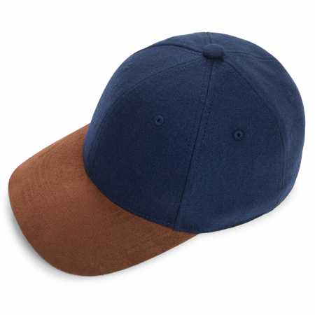 eyefoot luxury branded cap- navy blue 60% wool and premium suede